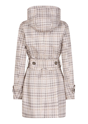 Waterdichte Korte Straight Fit Waistbelt Coat | Monogram Ruit
