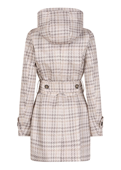 Waterdichte Korte Straight Fit Waistbelt Coat | Monogram Ruit