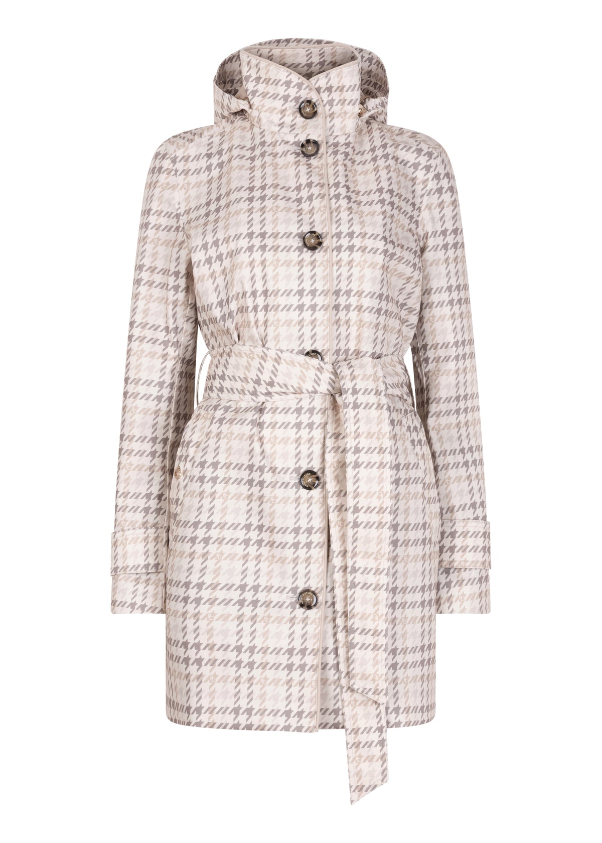 Waterdichte Korte Straight Fit Waistbelt Coat | Monogram Ruit