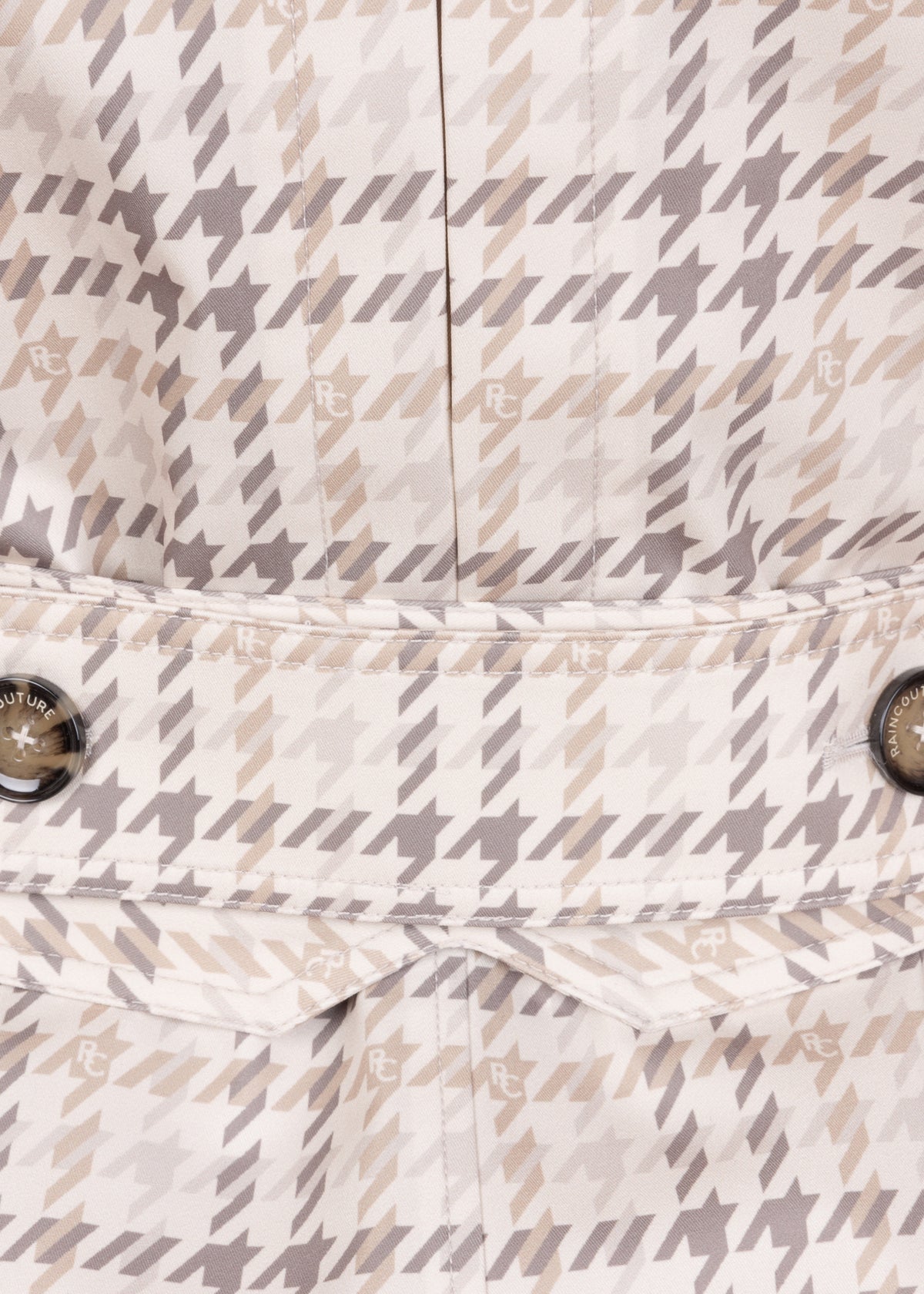 Waterdichte Korte Straight Fit Waistbelt Coat | Monogram Ruit
