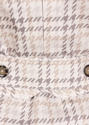 Waterdichte Korte Straight Fit Waistbelt Coat | Monogram Ruit