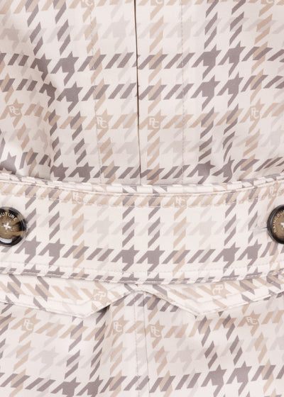 Waterdichte Korte Straight Fit Waistbelt Coat | Monogram Ruit