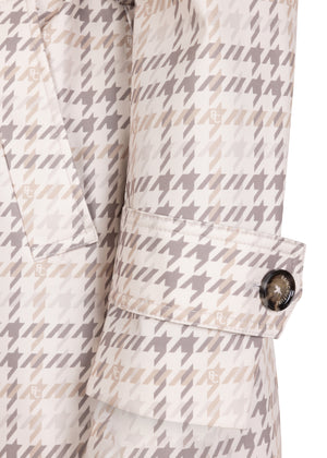 Waterdichte Korte Straight Fit Waistbelt Coat | Monogram Ruit