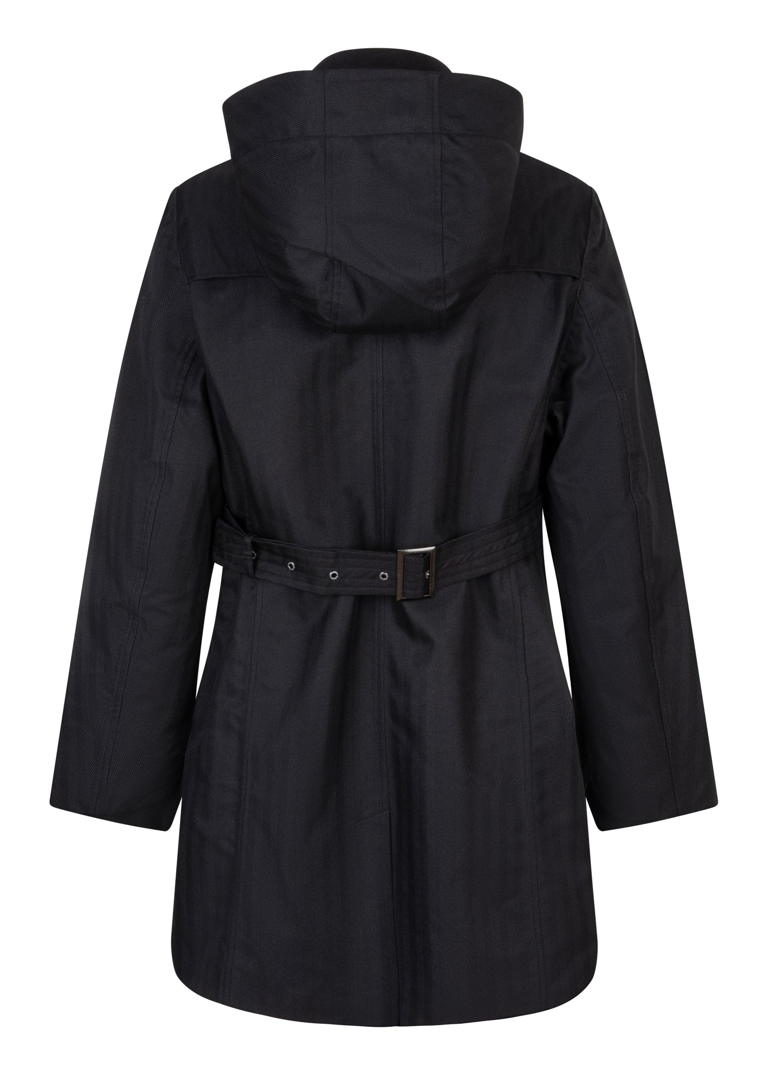 Waterproof Straight Fit Trenchcoat  | Black Herringbone