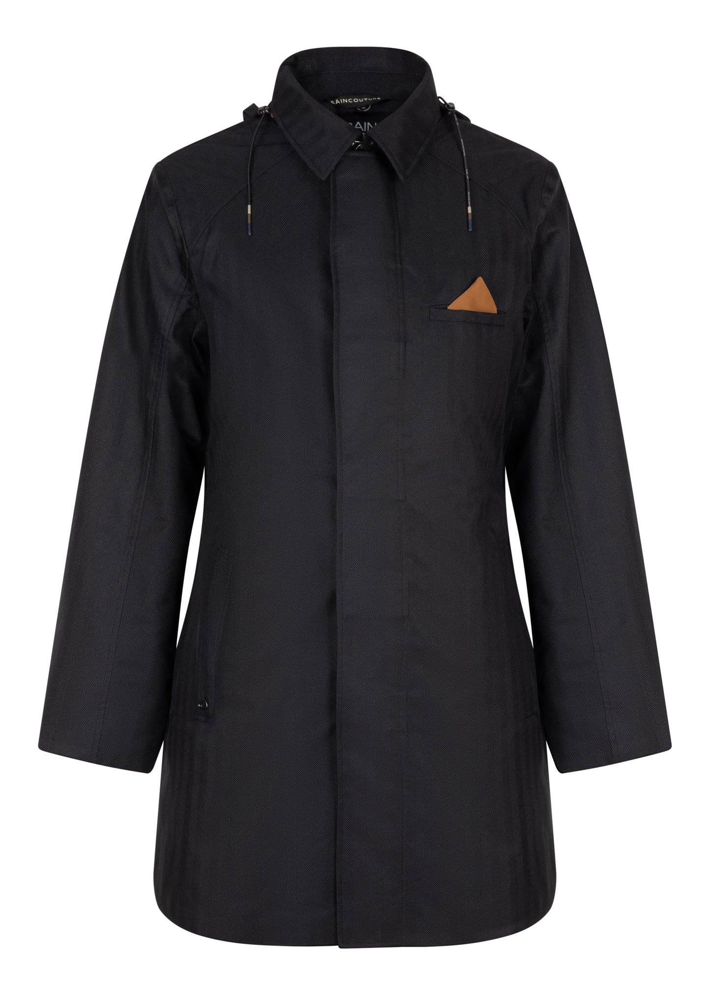 Waterproof Straight Fit Trenchcoat  | Black Herringbone