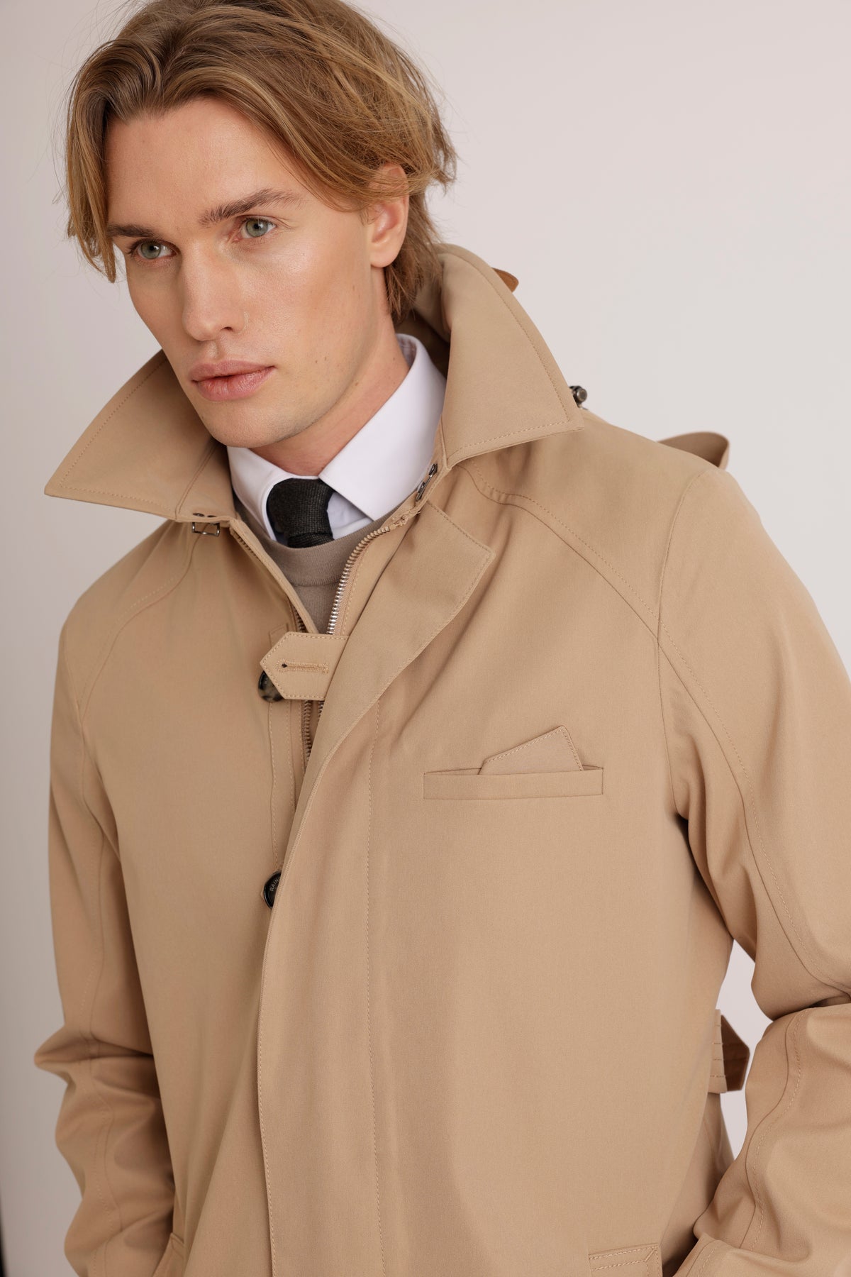 Waterdichte Straight Fit Trenchcoat | Kameelbeige