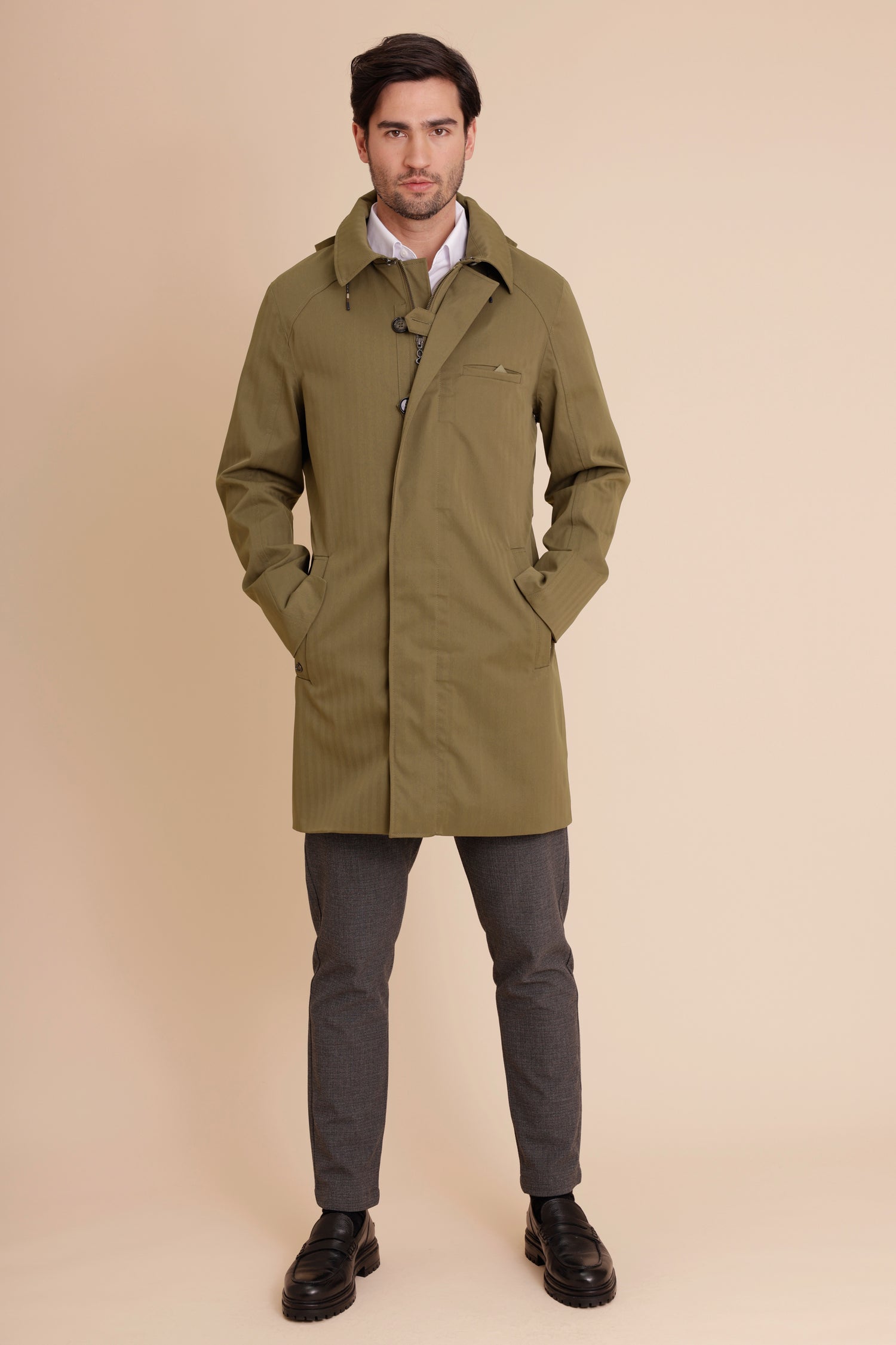 Waterproof Straight Fit Trenchcoat  | Green