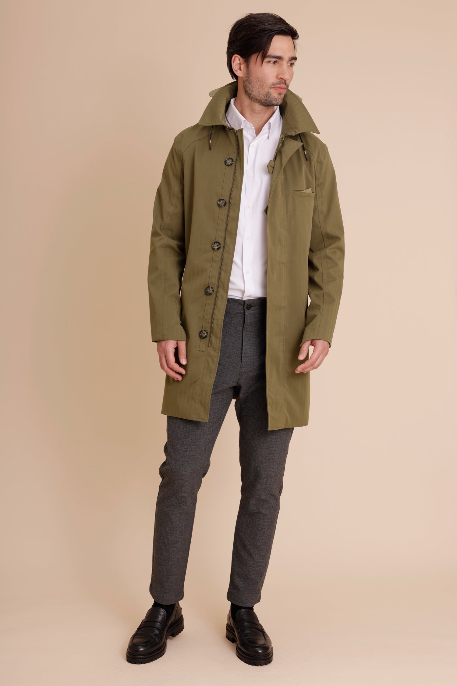 Waterproof Straight Fit Trenchcoat  | Green