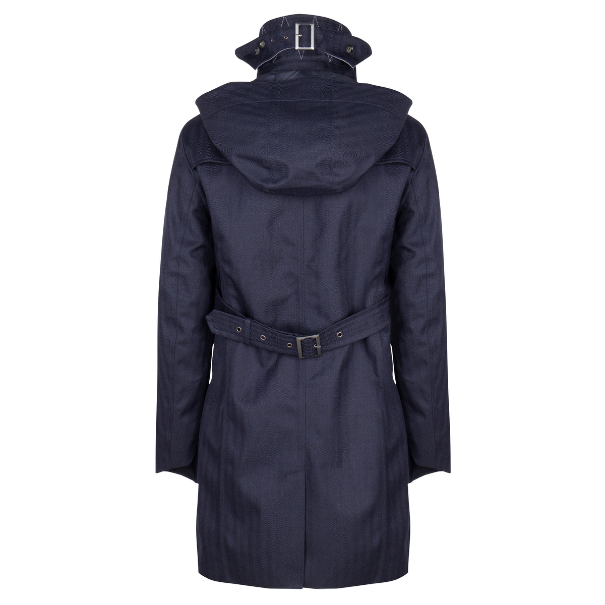 Waterdichte Straight Fit Trenchcoat | Navy Visgraat