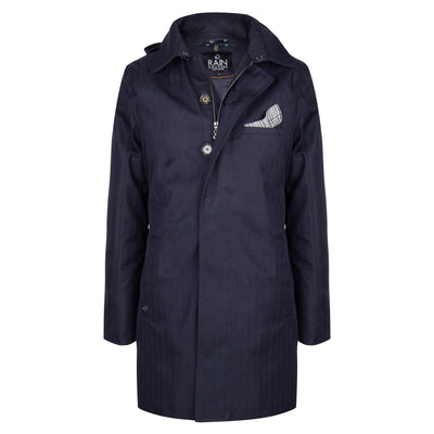 Waterdichte Straight Fit Trenchcoat | Navy Visgraat