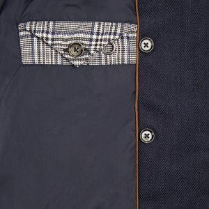 Waterdichte Straight Fit Trenchcoat | Navy Visgraat