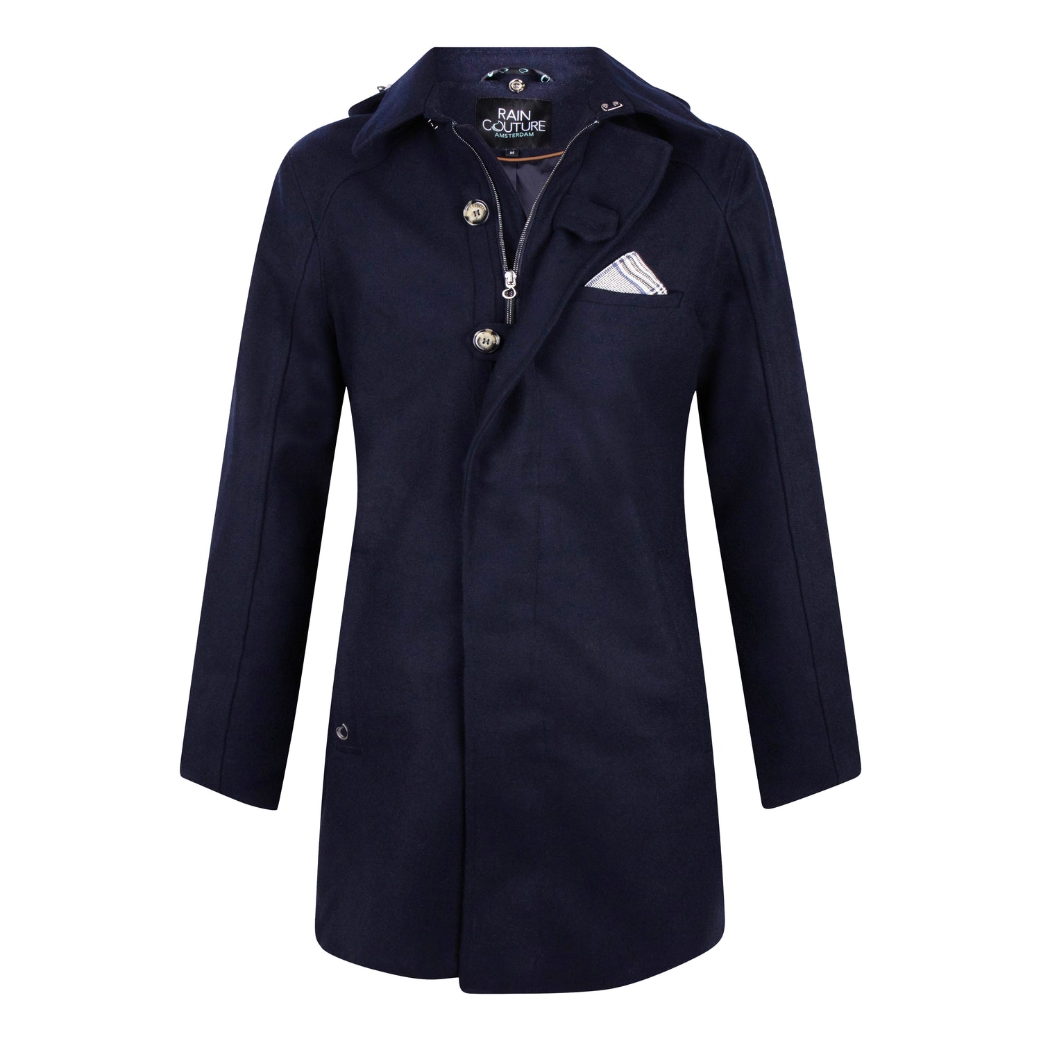 Waterproof Straight Fit Trenchcoat  | Navy Wool