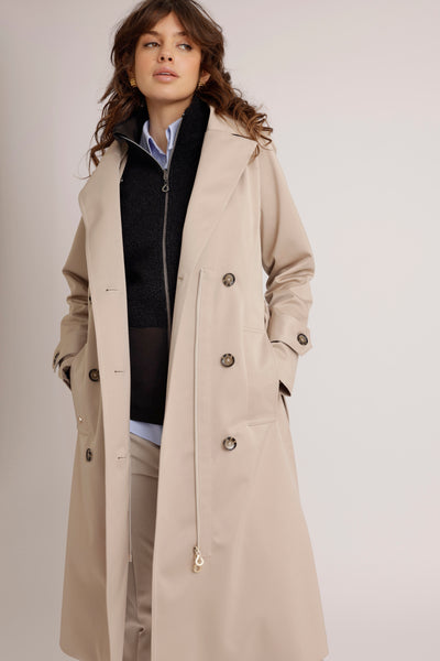 Waterproof Straight-Fit Trenchcoat | Beige Satin