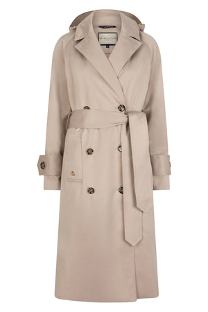 Waterproof Straight-Fit Trenchcoat | Beige Satin