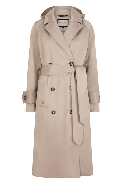 Waterproof Straight-Fit Trenchcoat | Beige Satin