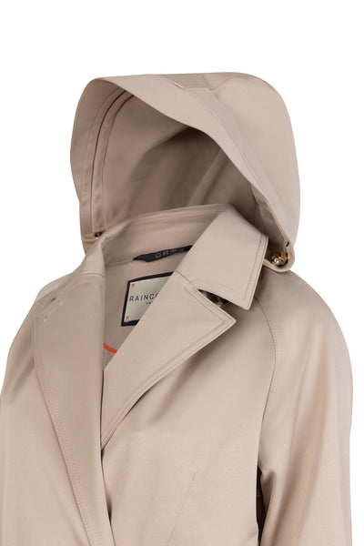 Waterproof Straight-Fit Trenchcoat | Beige Satin