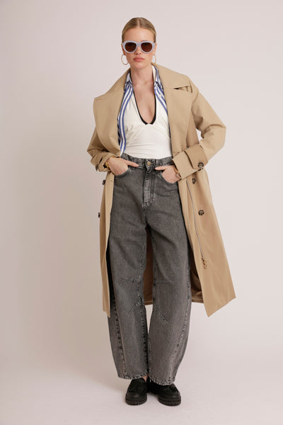 Waterproof Straight Trench 2.0 | Beige Two Tone