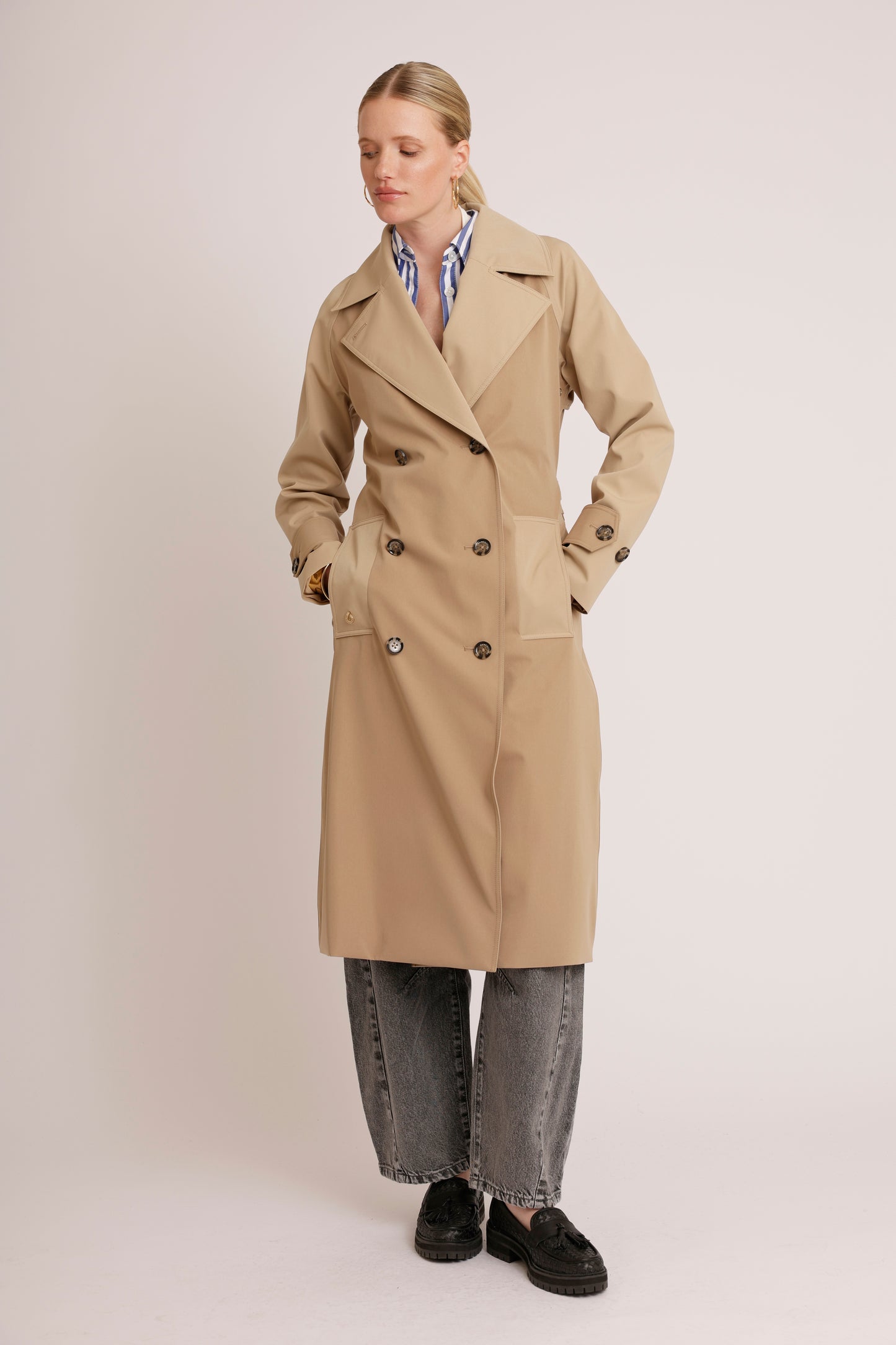 Waterproof Straight Trench 2.0 | Beige Two Tone