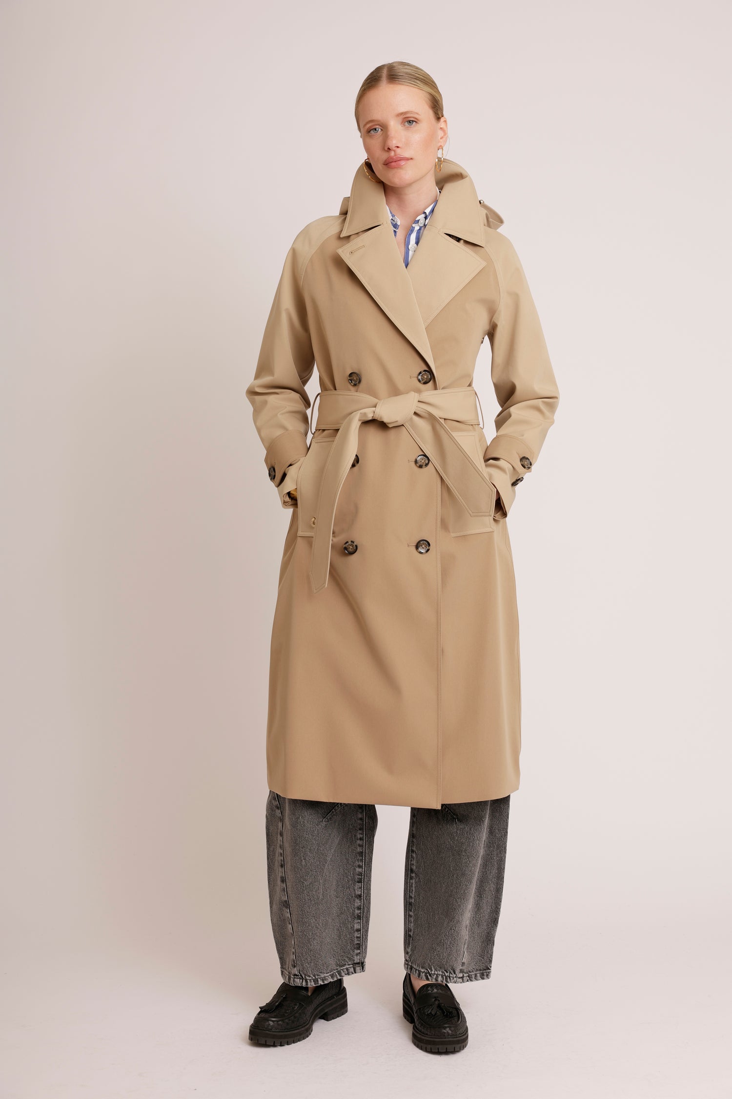 Waterproof Straight Trench 2.0 | Beige Two Tone