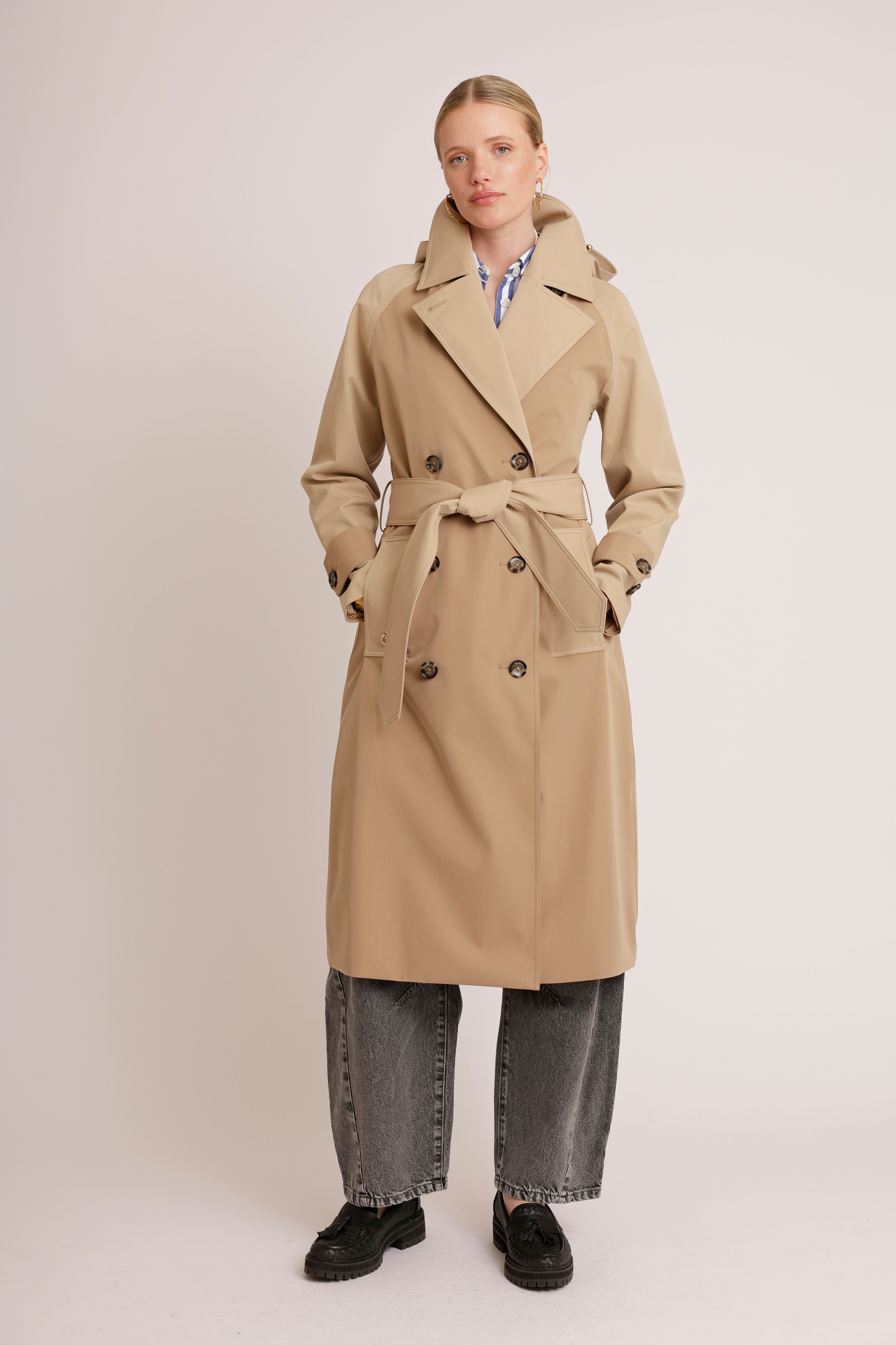 Waterproof Straight Trench 2.0 | Beige Two Tone