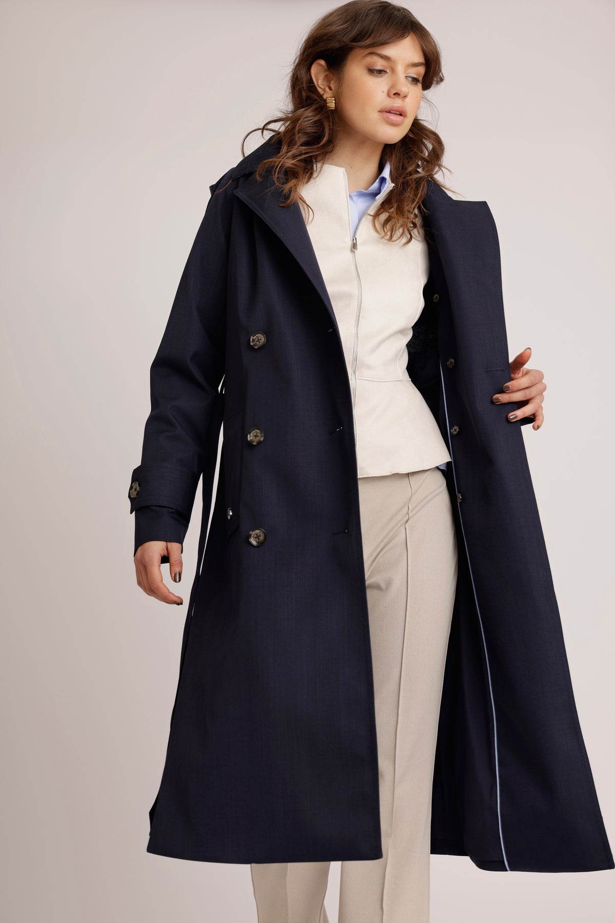 Waterproof Straight-Fit Trenchcoat | Navy Melange
