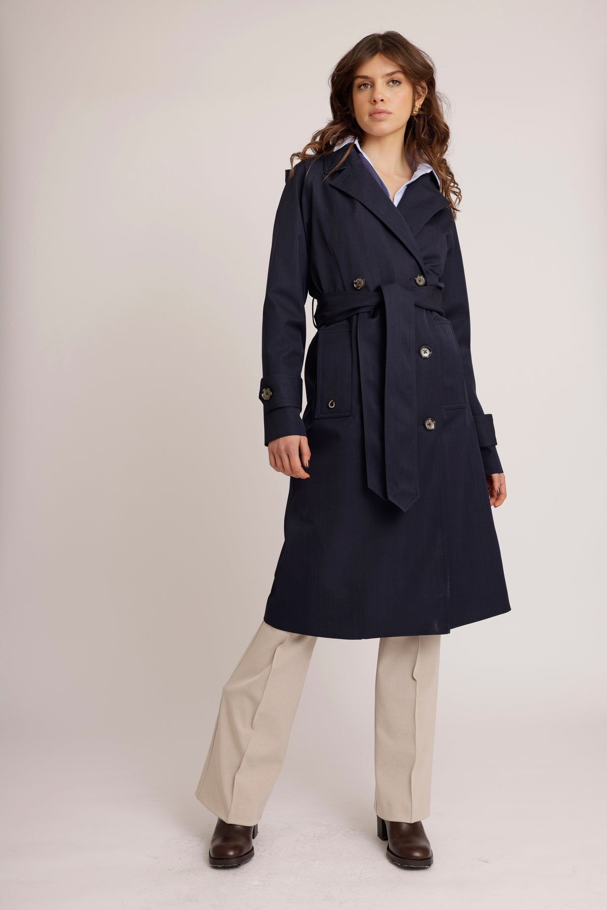 Waterproof Straight-Fit Trenchcoat | Navy Melange