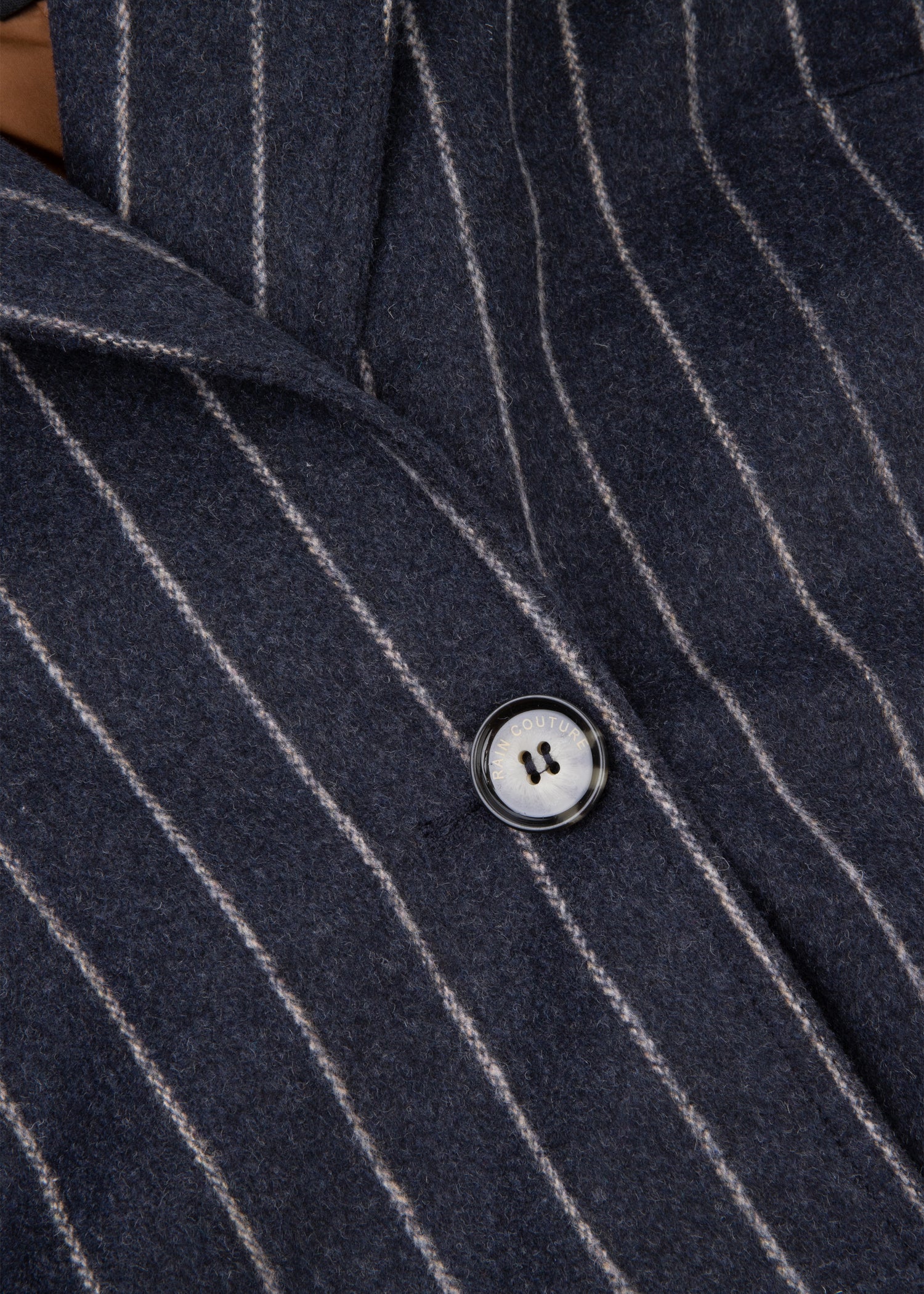 Waterproof Short Wool Coat | Navy Pinstripe