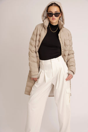 Waterproof Tailored-Fit Puffer Jacket  |  Beige