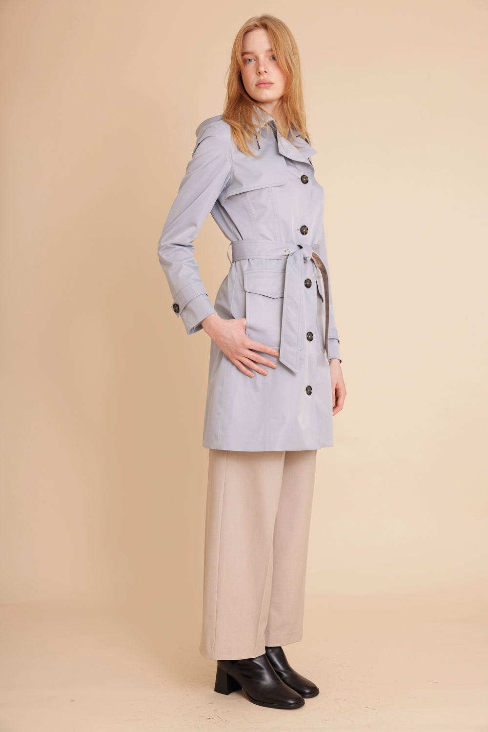 Waterproof Tailored To Fit Trenchcoat  | Glacier Blue