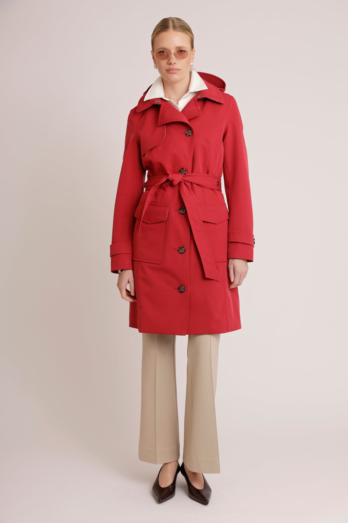 Waterproof Tailored Trenchcoat | Crimson Red