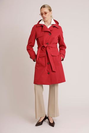 Waterproof Tailored Trenchcoat | Crimson Red