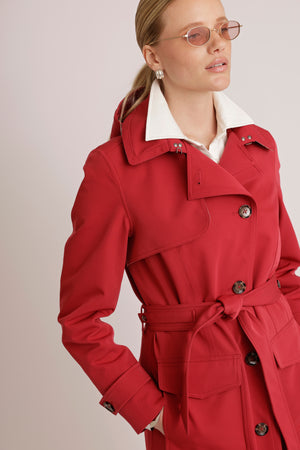 Waterproof Tailored Trenchcoat | Crimson Red
