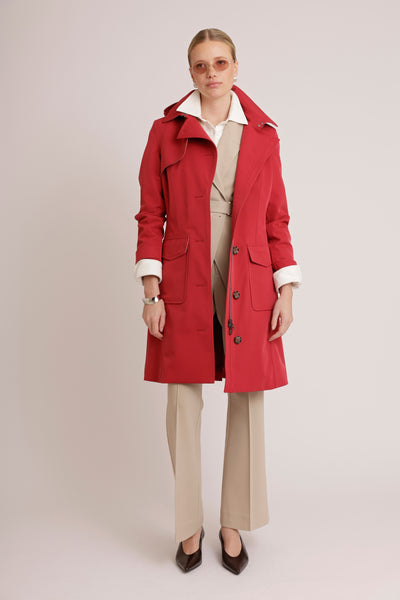 Waterproof Tailored Trenchcoat | Crimson Red