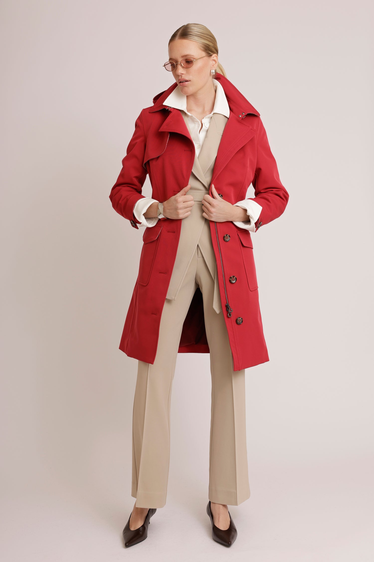 Waterproof Tailored Trenchcoat | Crimson Red