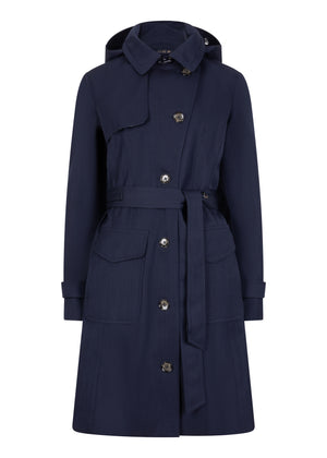 Waterproof Tailored To Fit Trenchcoat | Navy Melange