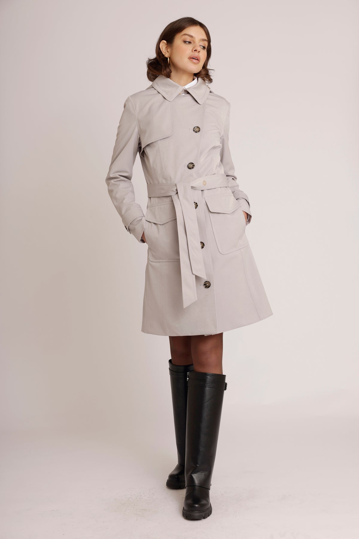 Waterproof Tailored To Fit Trenchcoat  | Structured Silver Grey