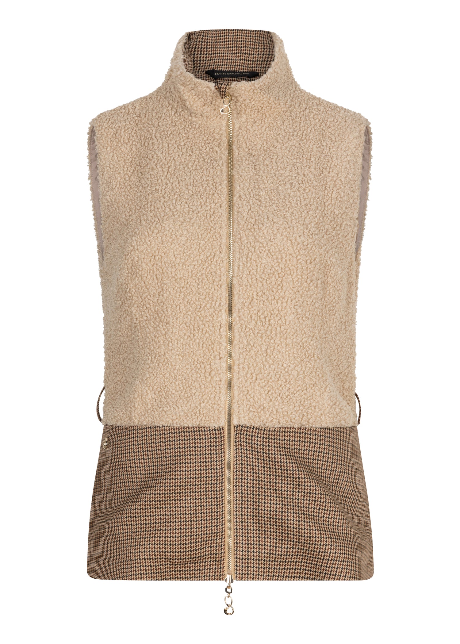 2-In-1 Teddy Jacket & Bodywarmer | Beige Houndstooth