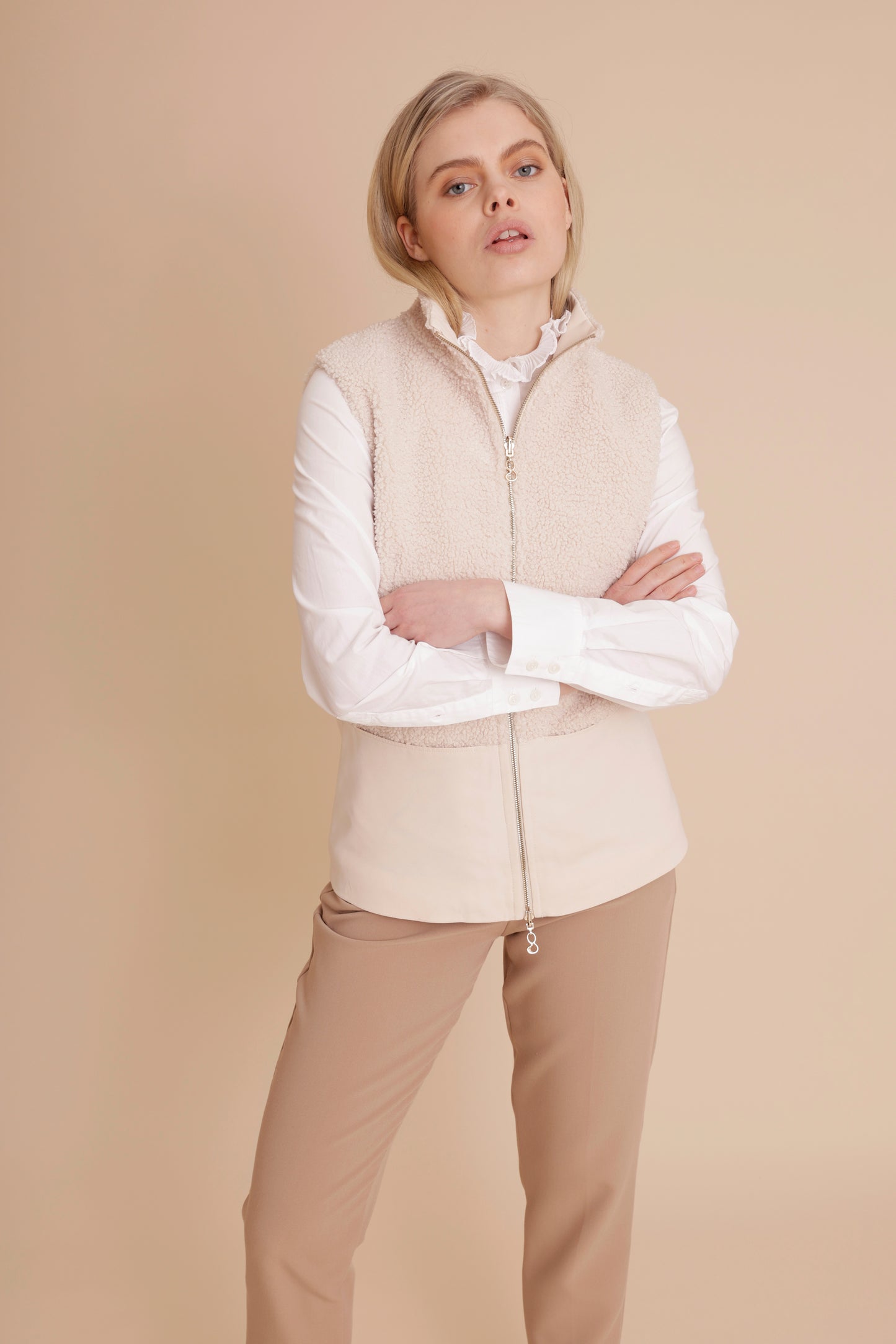 2-In-1 Teddy Jacket & Bodywarmer | Cream