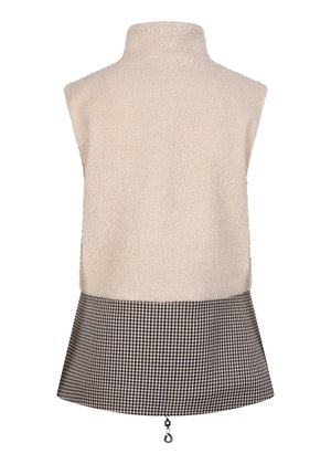 2-In-1 Teddy Jacket & Bodywarmer | Cream Houndstooth