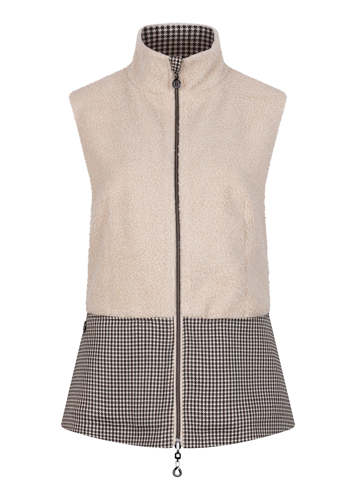 2-In-1 Teddy Jacket & Bodywarmer | Cream Houndstooth