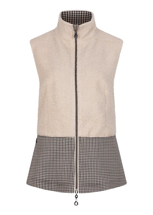2-In-1 Teddy Jacket & Bodywarmer | Cream Houndstooth