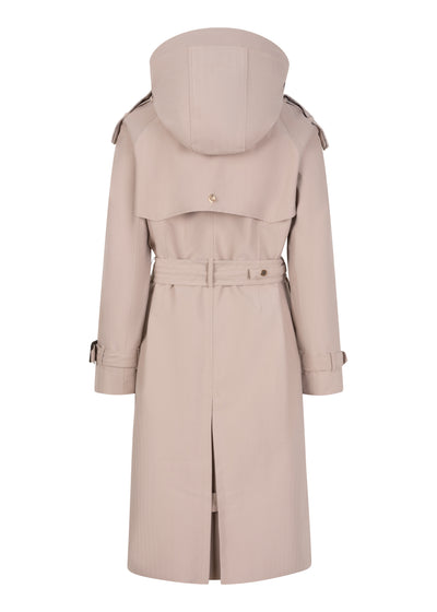 Waterproof Relaxed Fit Trenchcoat | Beige Herringbone