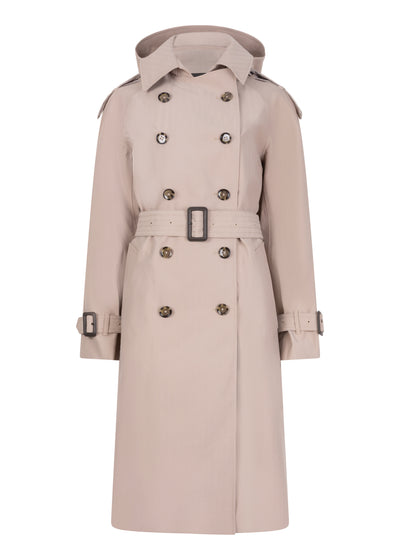 Waterproof Relaxed Fit Trenchcoat | Beige Herringbone