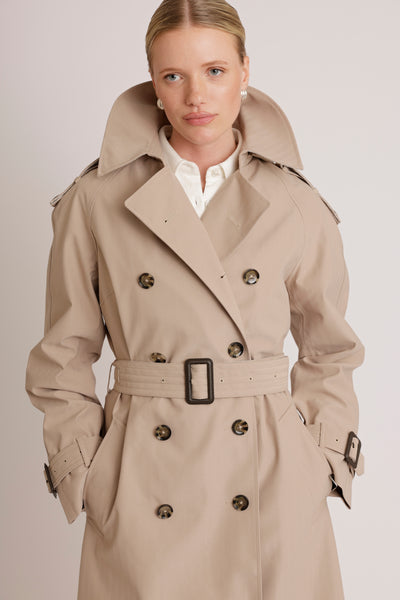Waterproof Relaxed Fit Trenchcoat | Beige Herringbone