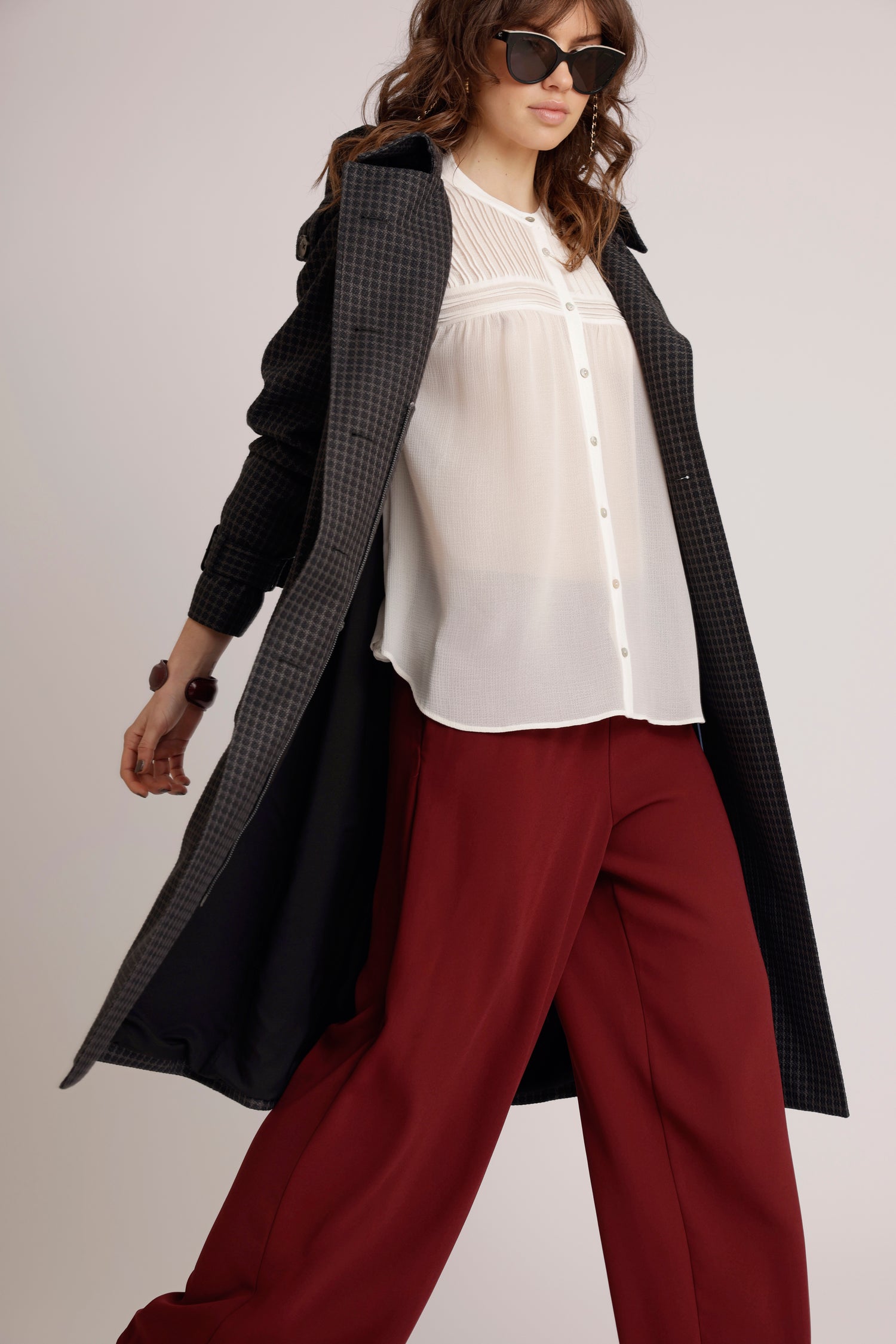 Waterproof Relaxed Fit Trenchcoat  |  Black/Brown Tweed