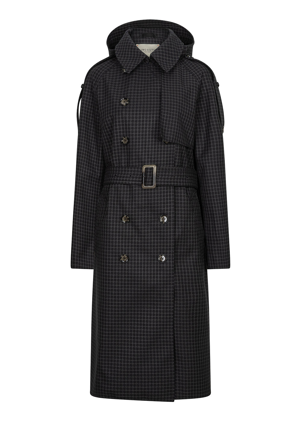 Waterproof Relaxed Fit Trenchcoat  |  Black/Brown Tweed