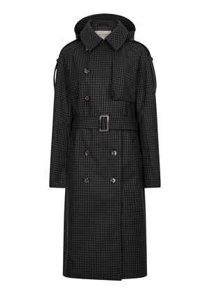 Waterproof Relaxed Fit Trenchcoat | Black/Brown Tweed
