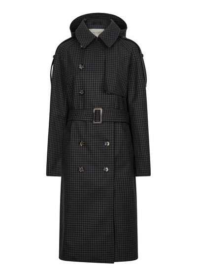 Waterproof Relaxed Fit Trenchcoat | Black/Brown Tweed