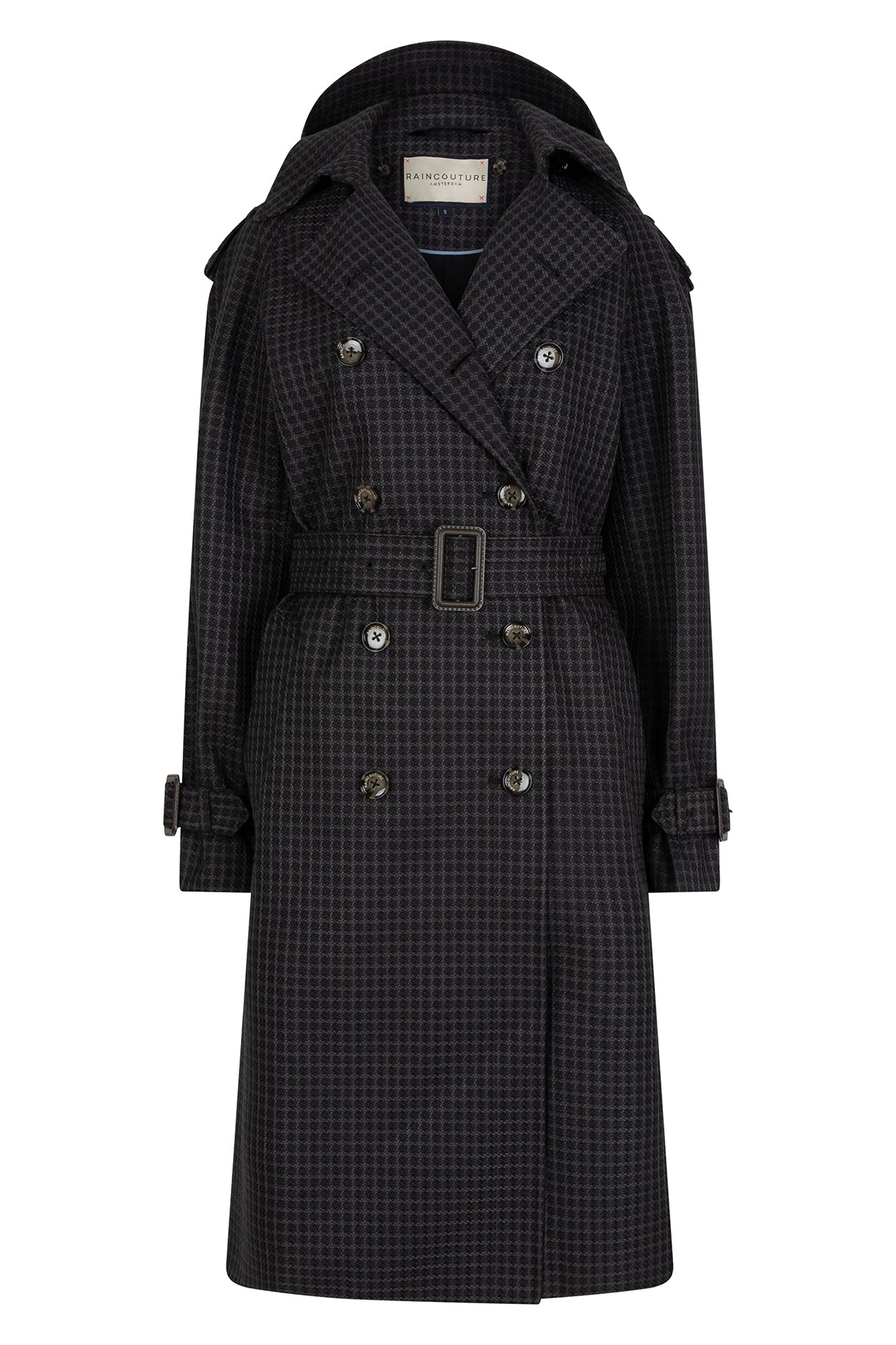 Waterproof Relaxed Fit Trenchcoat  |  Black/Brown Tweed