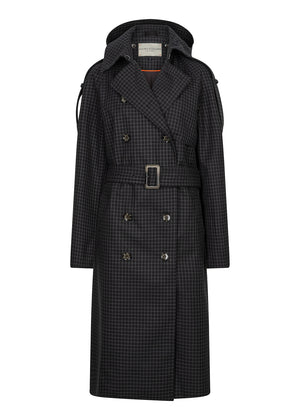 Waterproof Relaxed Fit Trenchcoat | Black/Brown Tweed